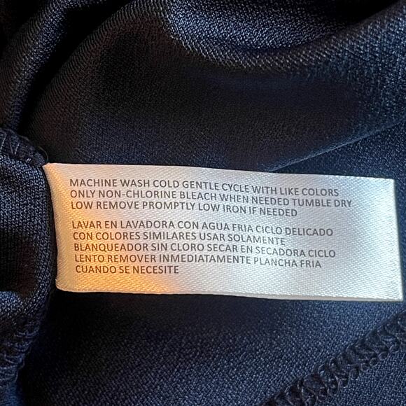 Madison Paris New York Navy Blue Puff Sleeve Blouse Size L - Picture 7 of 8